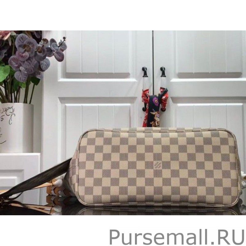 Damier Azur Neverfull MM Bag With Braided Strap N50047