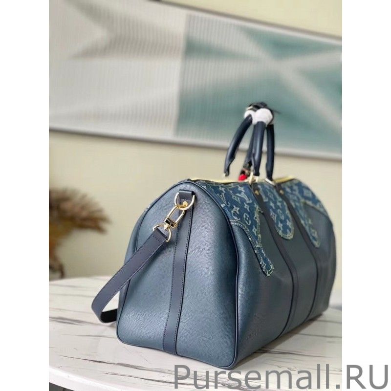 Keepall Bandouliere 50 Leather Denim M45975