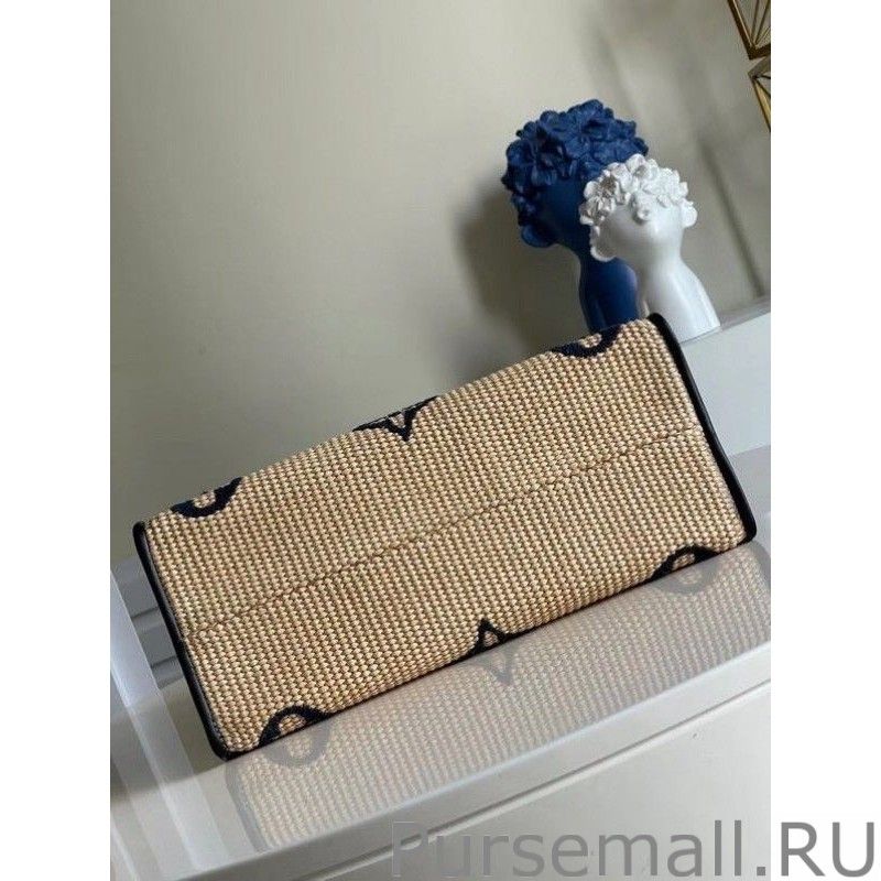 OnTheGo MM Bag In Raffia With Blue M57723