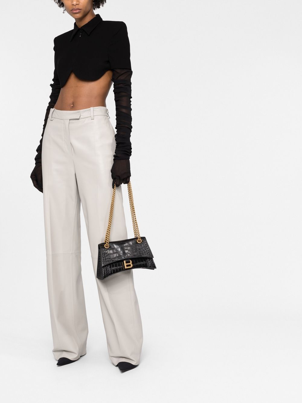Ba*len*cia*ga crush small leather shoulder bag