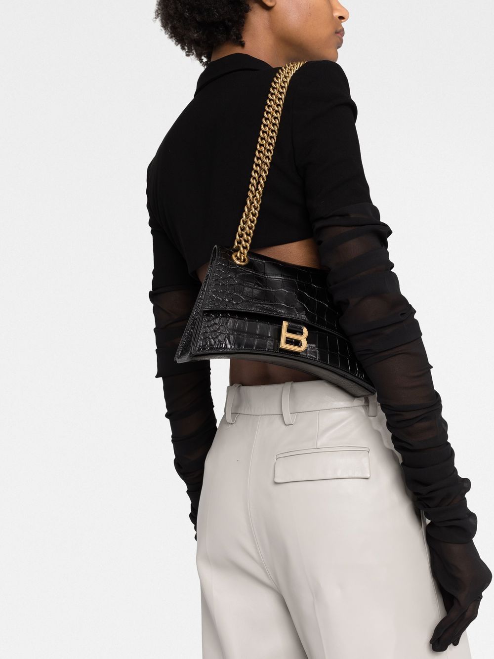 Ba*len*cia*ga crush small leather shoulder bag