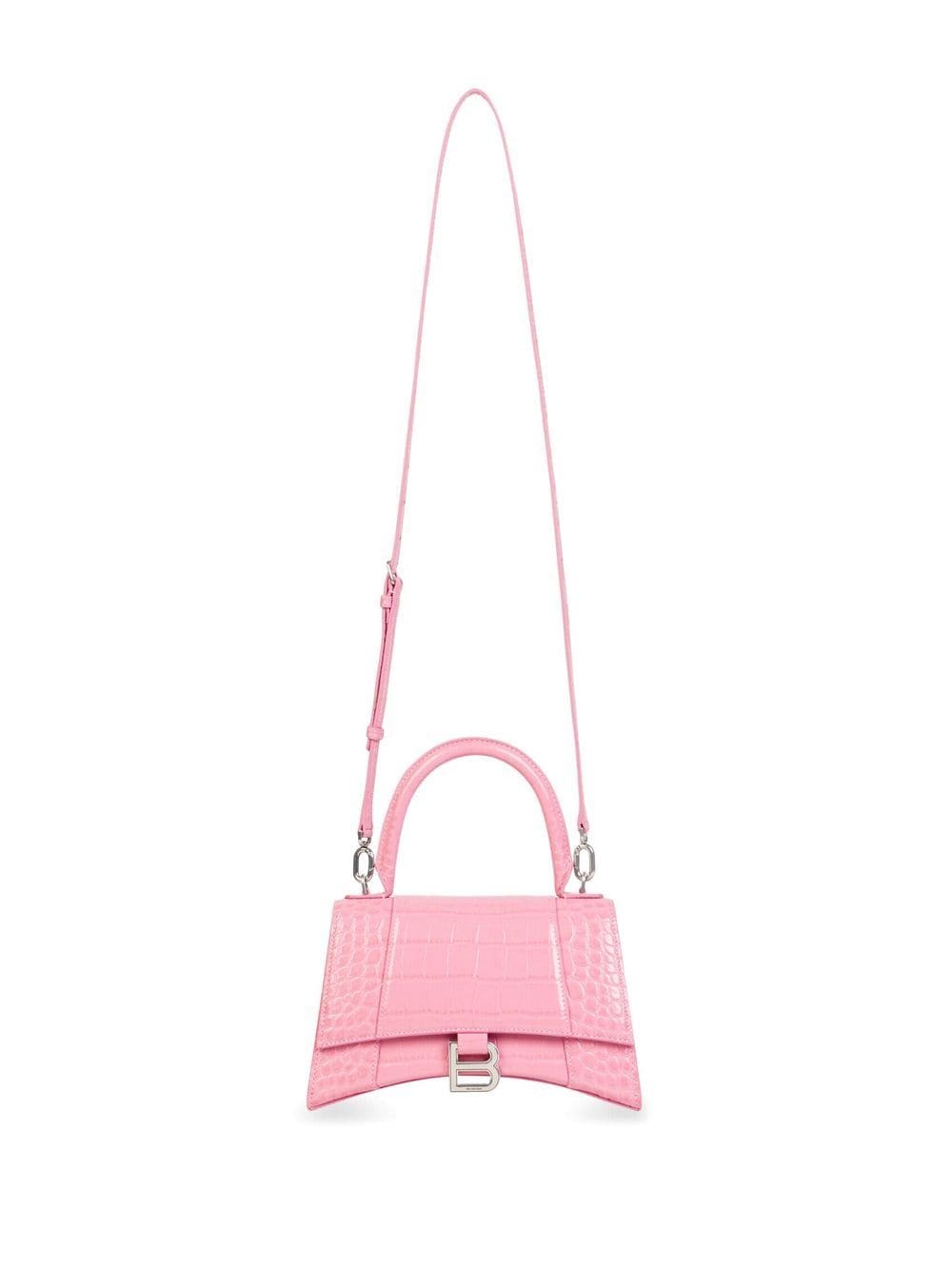 Ba*len*cia*ga hourglass crocodile-embossed small handbag