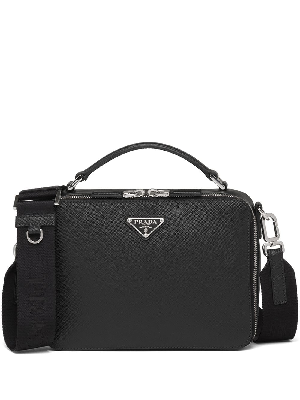 Pra*a brique saffiano leather bag
