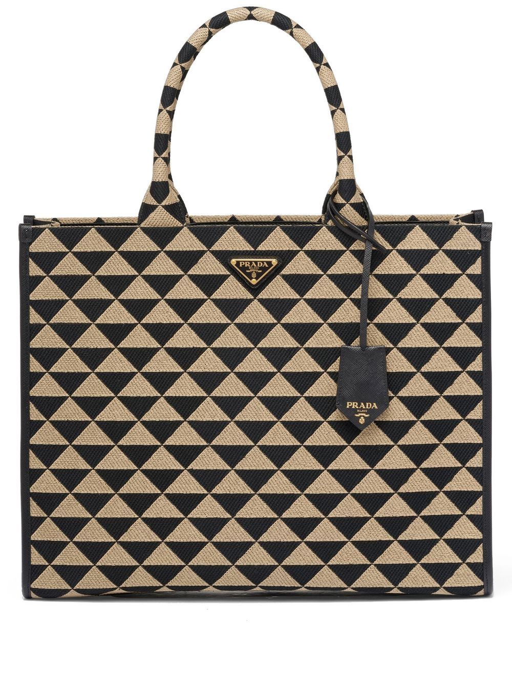Pra*a large symbole embroidered tote bag