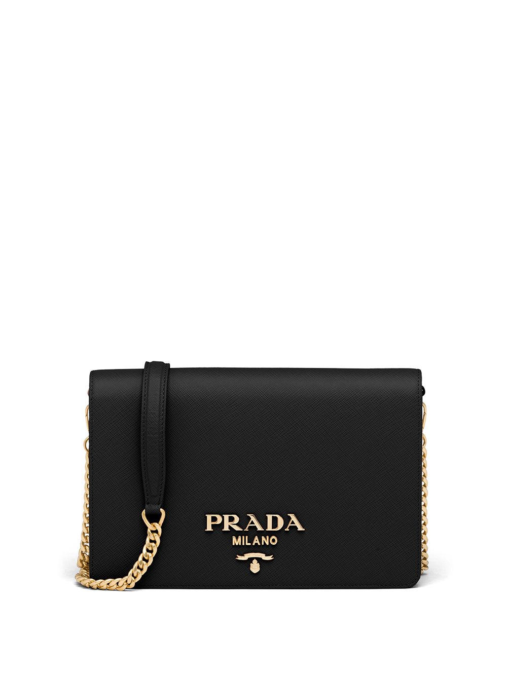 Pra*a logo-lettering saffiano leather shoulder bag