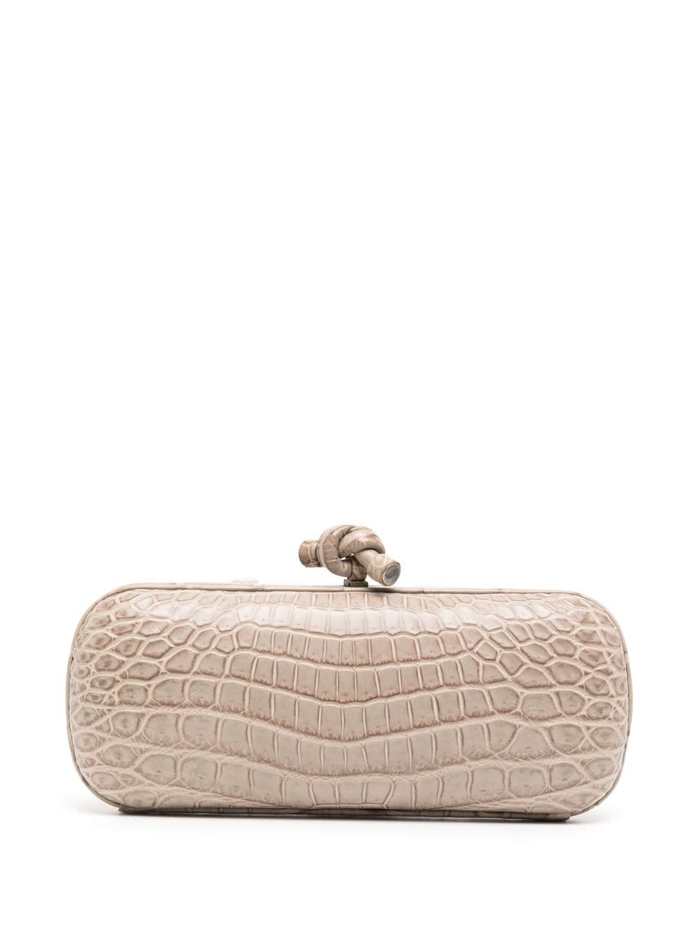 Bo*te*ga ve*ne*ta   knot crocodile-embossed clutch bag