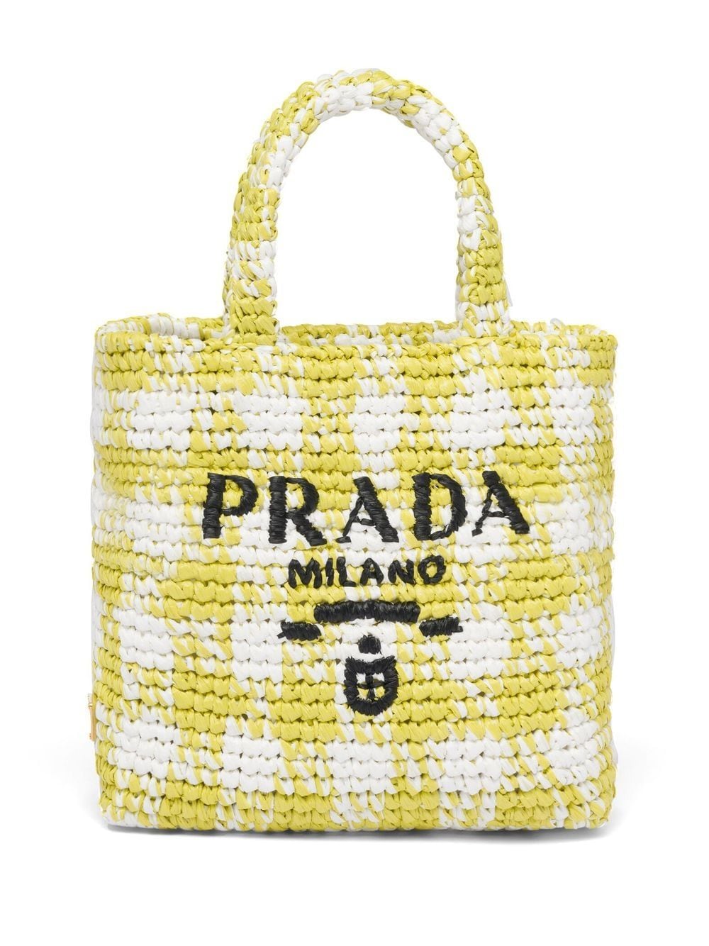 Pra*a logo-knit gingham tote bag