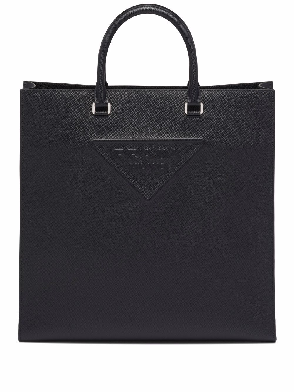 Pra*a logo-embossed saffiano leather tote