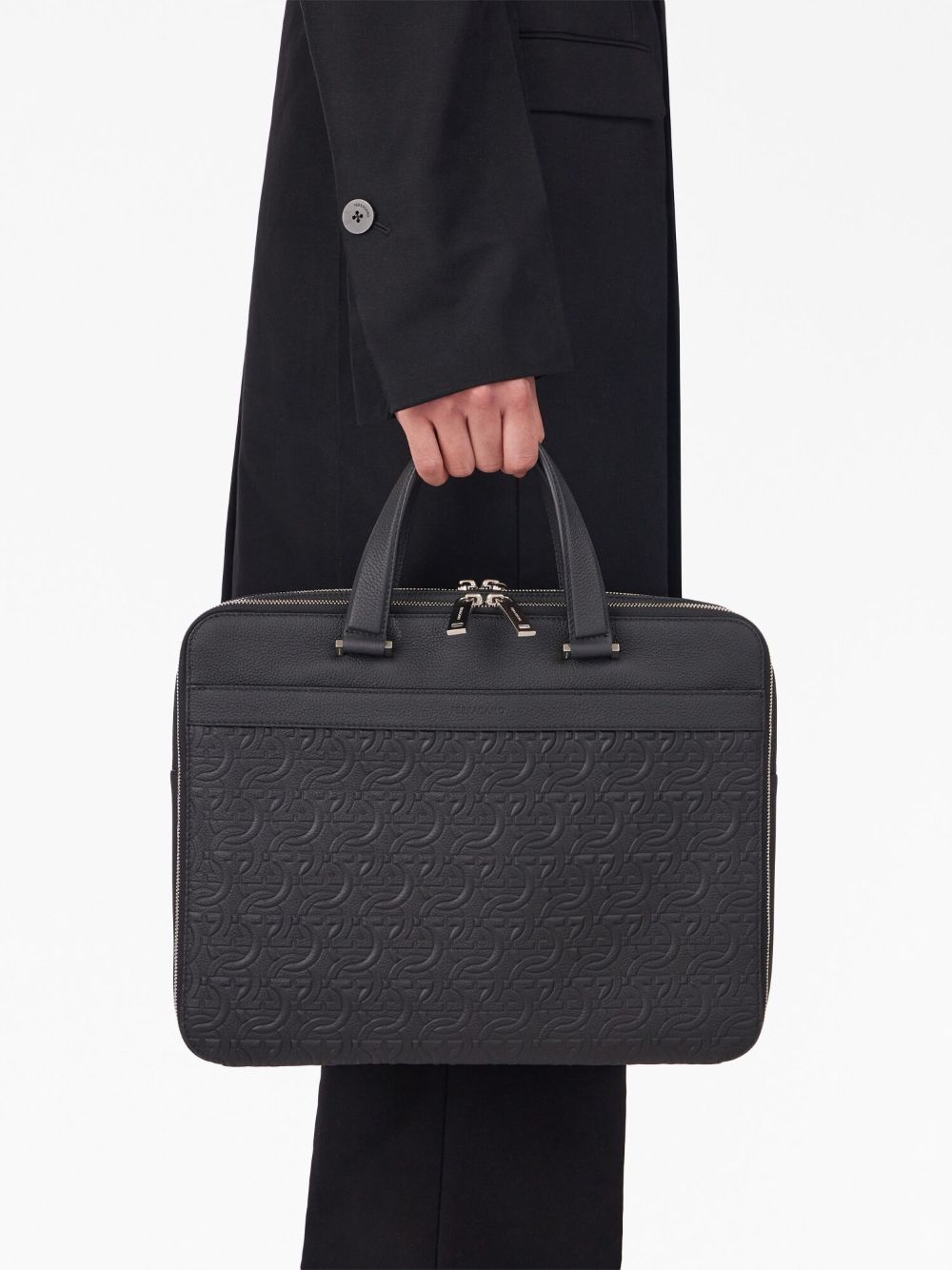 Ferragamo monogram-embossed leather briefcase