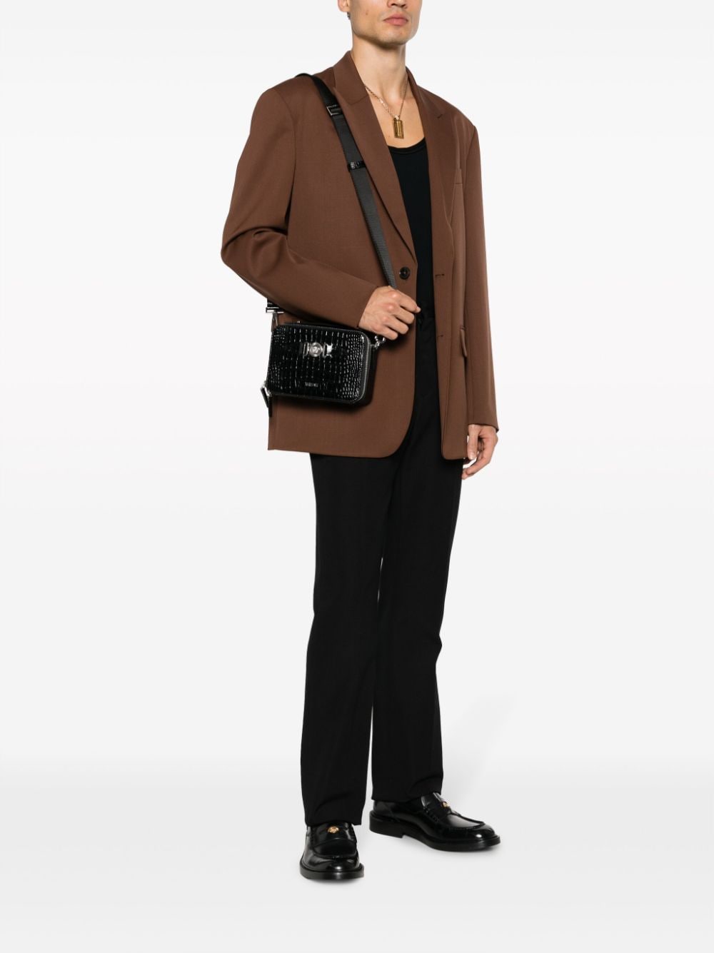 Versace croc-embossed crossbody bag