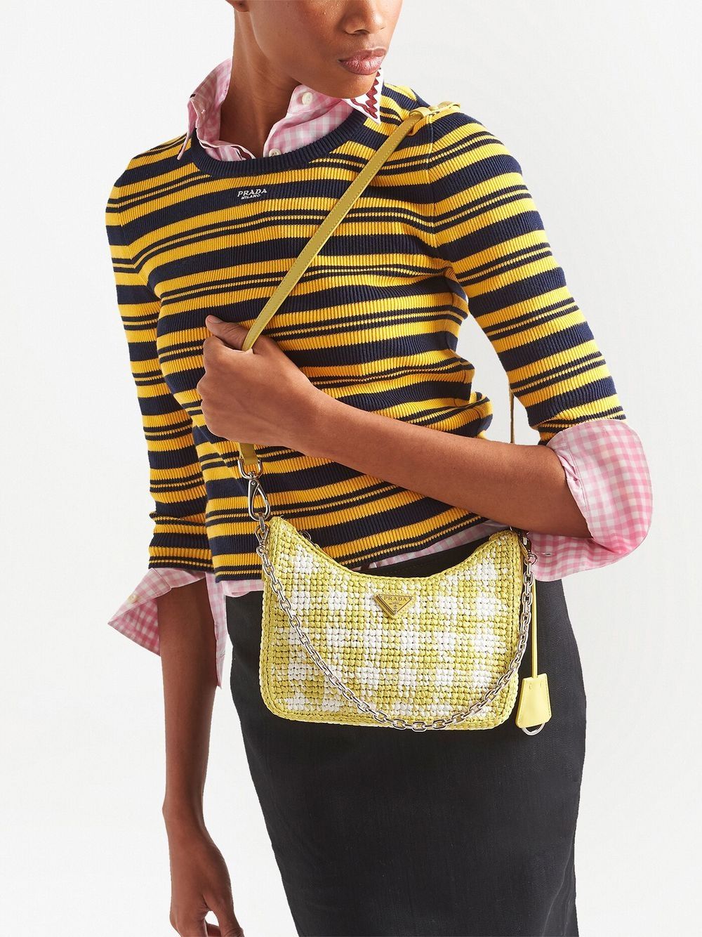 Pra*a re-edition crochet-knit mini bag