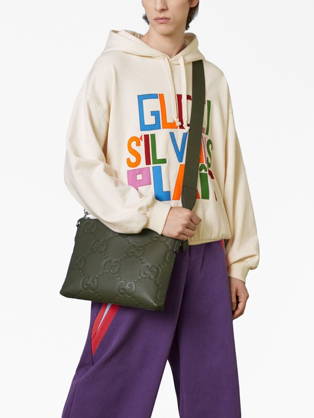 G*u*i jumbo gg leather messenger bag