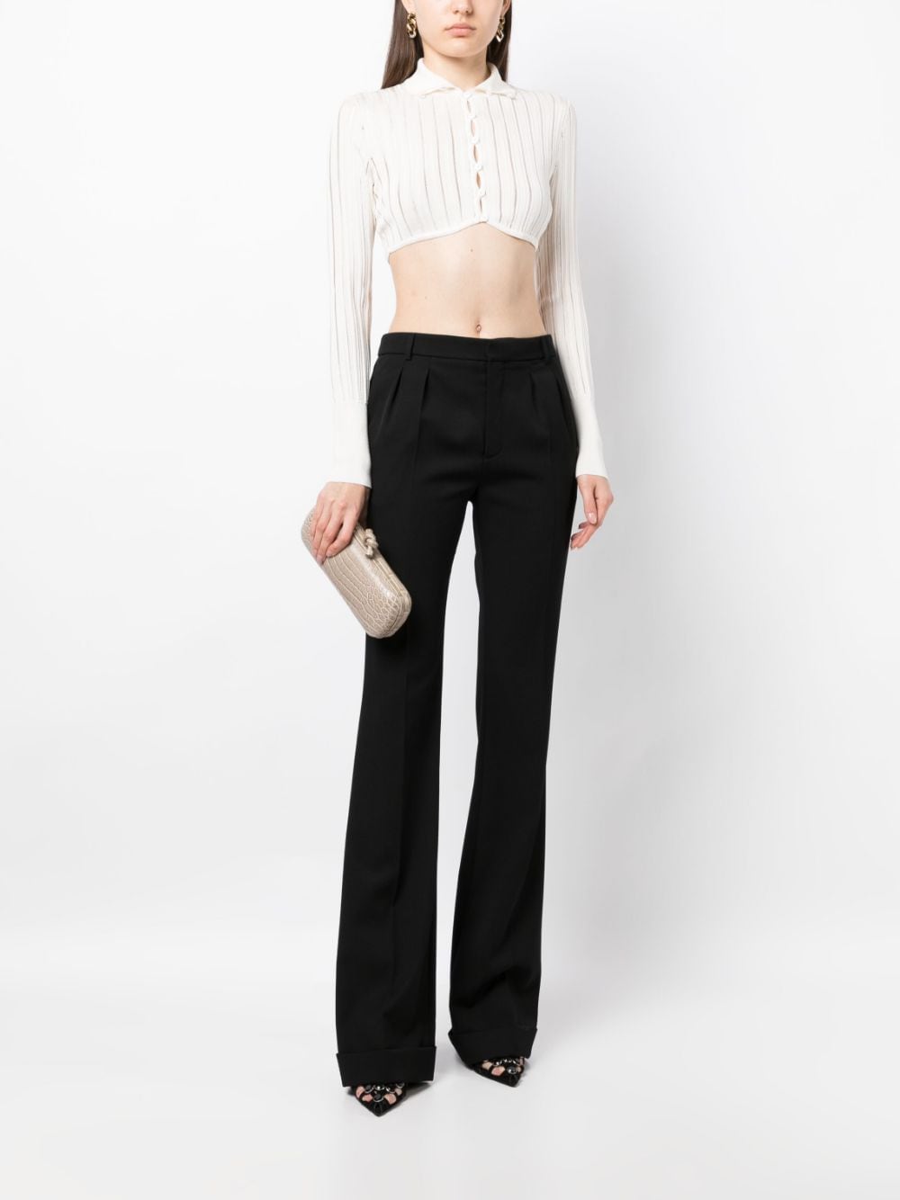 Bo*te*ga ve*ne*ta   knot crocodile-embossed clutch bag