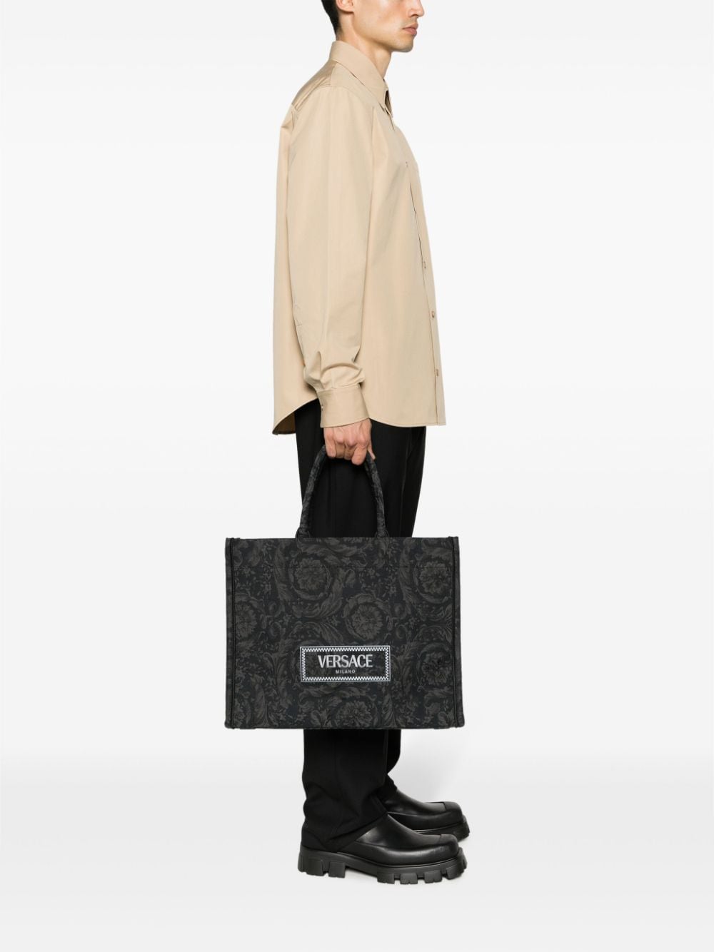 Versace Barocco Athena jacquard canvas tote bag