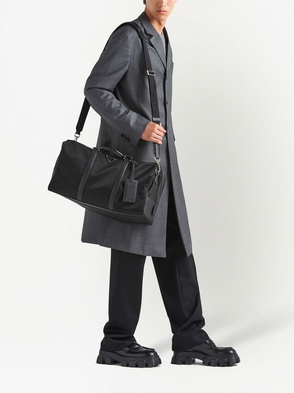 Pra*a triangle logo-patch duffel bag