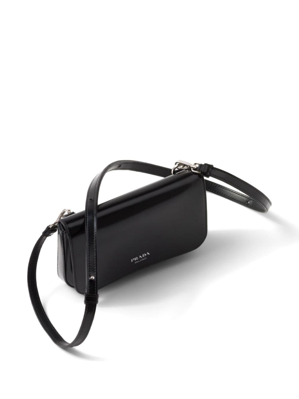 Pra*a logo-stamp brushed leather bag