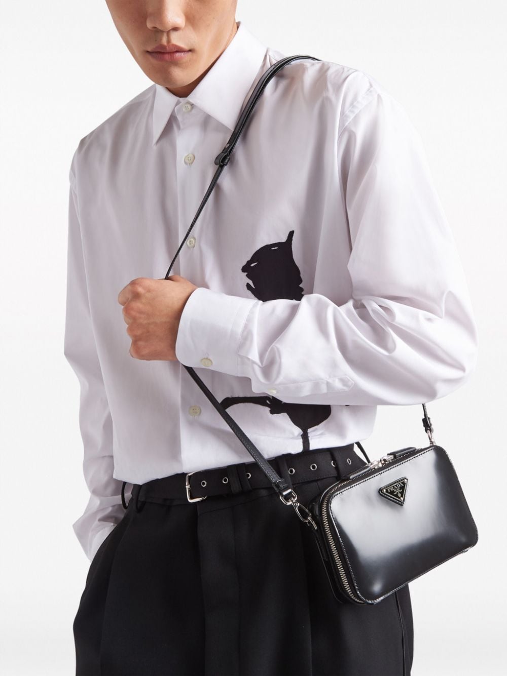 Pra*a small brique brushed crossbody bag