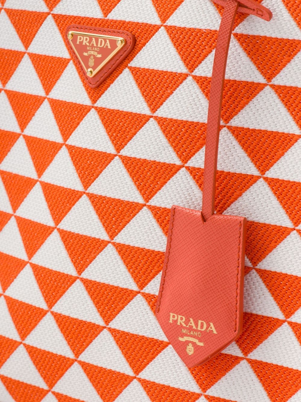 Pra*a small symbole embroidered tote bag