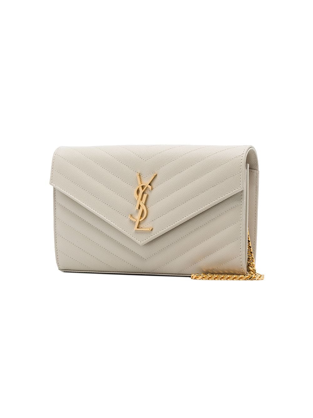 Saint Laurent Monogram chevron-quilted chain wallet