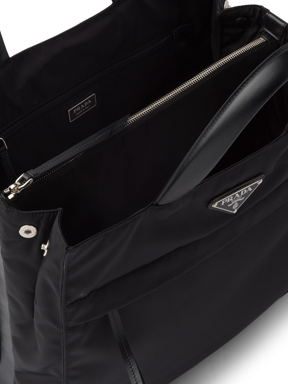 Pra*a re-nylon logo plaque tote bag
