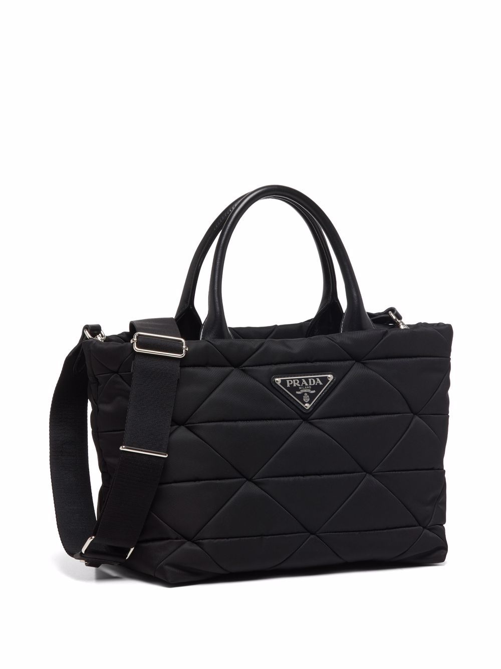 Pra*a re-nylon triangle-logo plaque padded tote bag