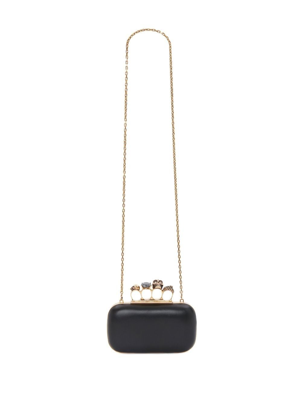 Alexander McQueen leather Skull Four-Ring clutch bag