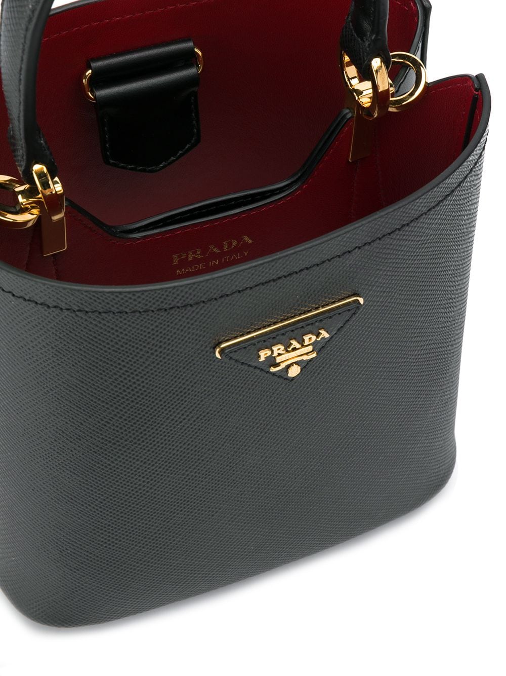 Pra*a logo plaque bucket bag