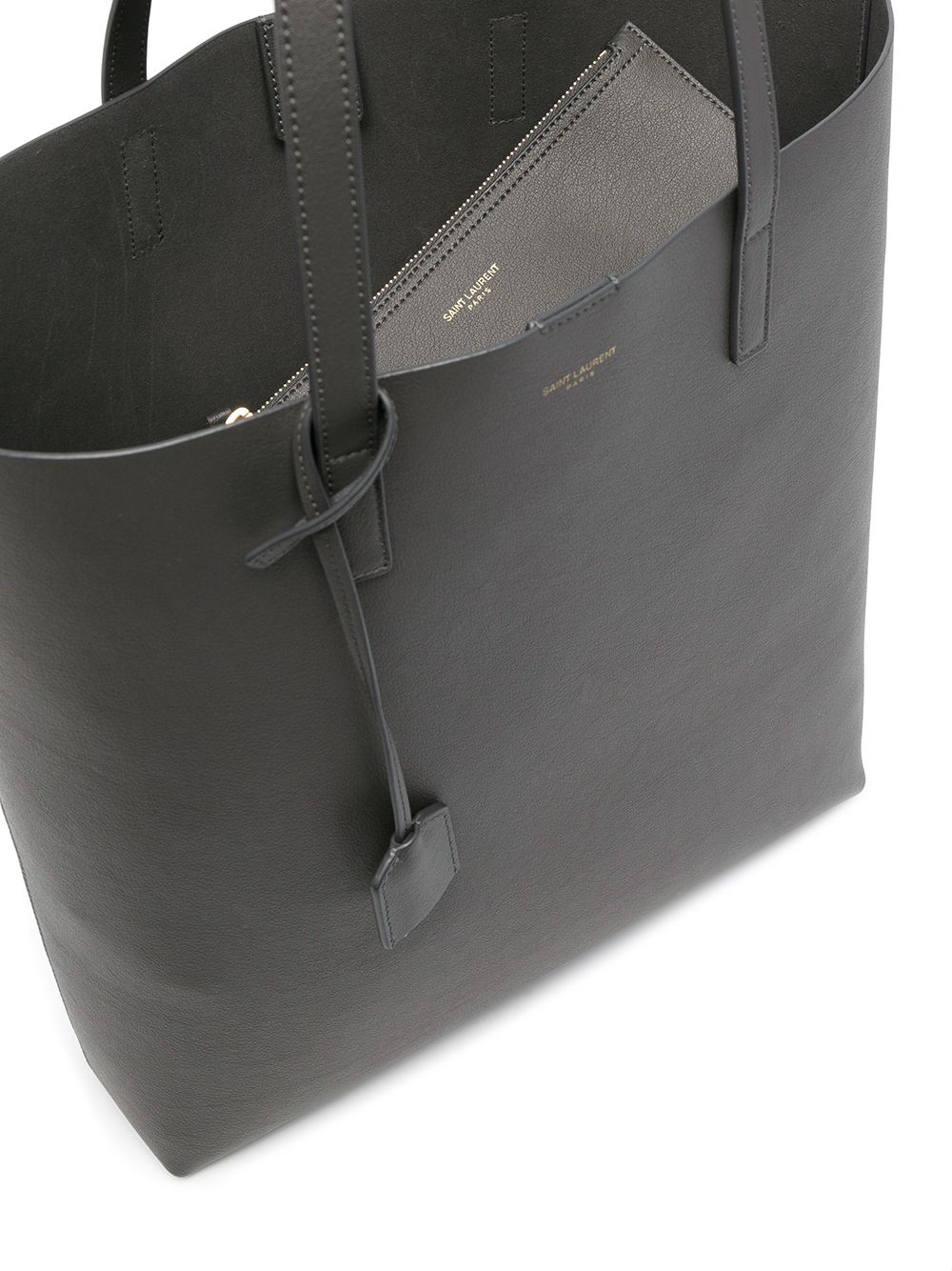 Saint Laurent logo-stamp leather tote bag