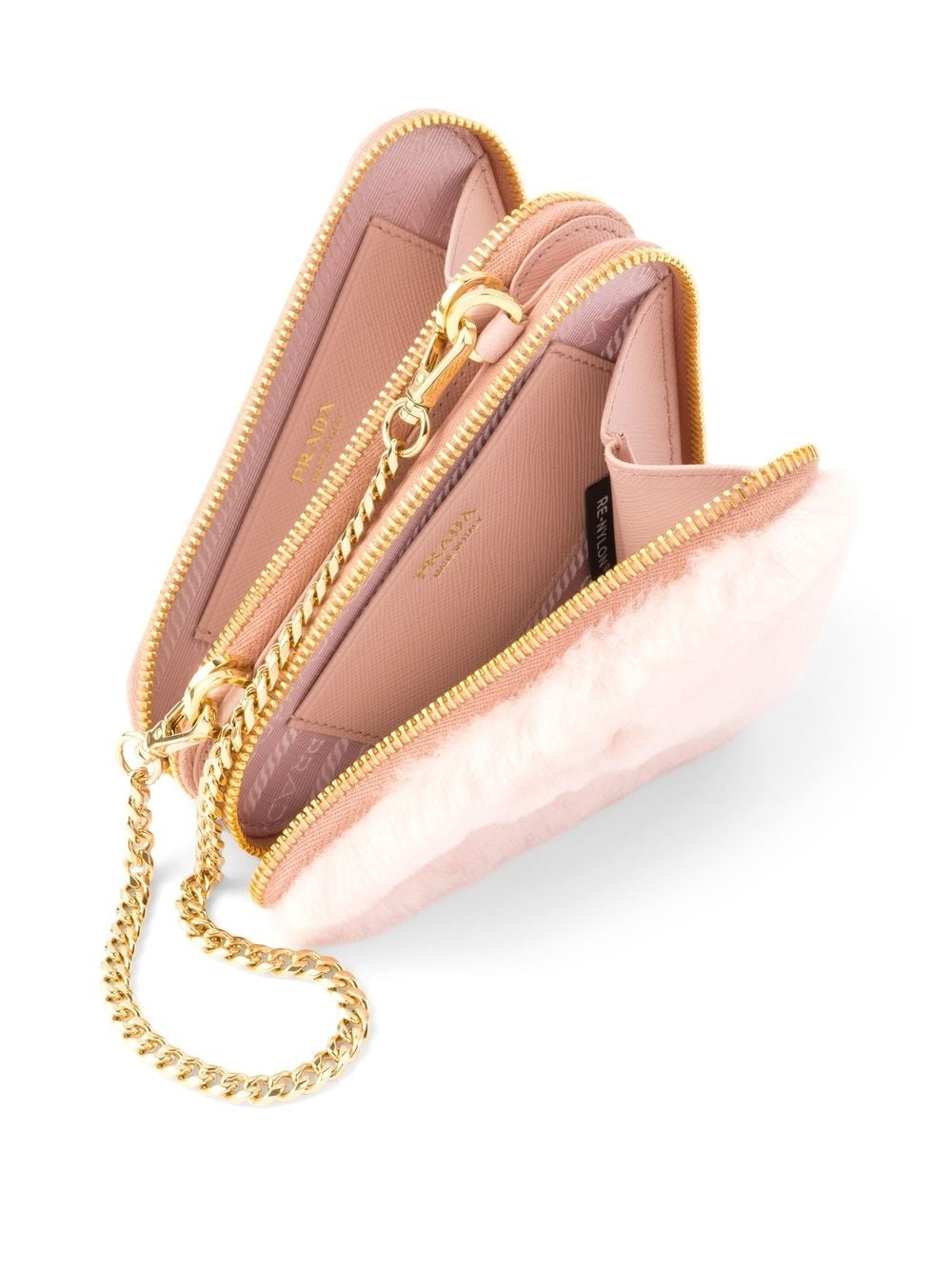 Pra*a mini shearling crossbody bag