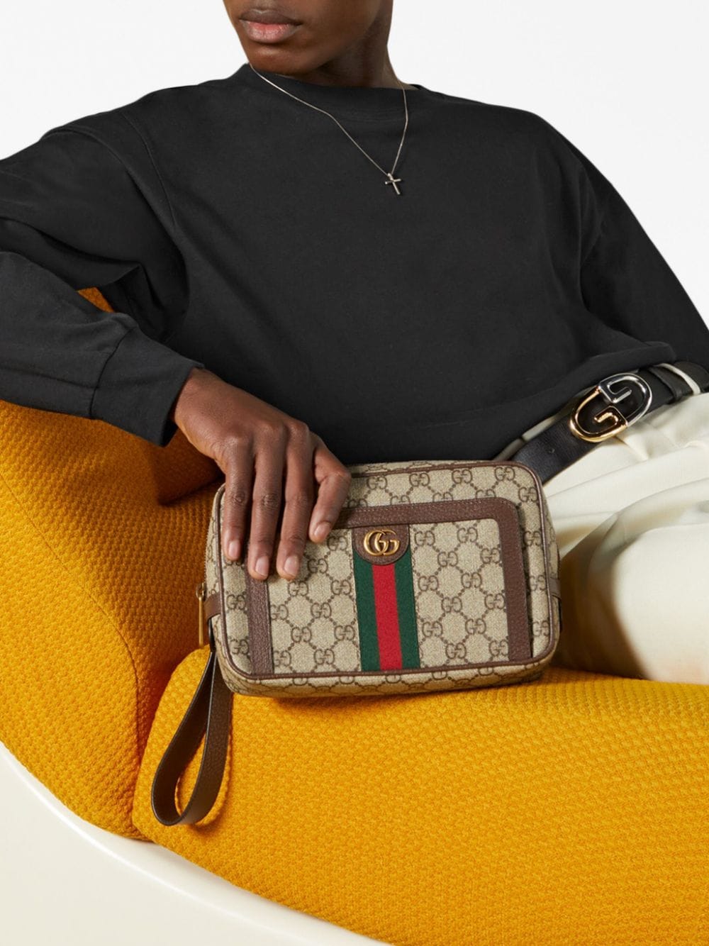 G*u*i ophidia logo-print clutch bag