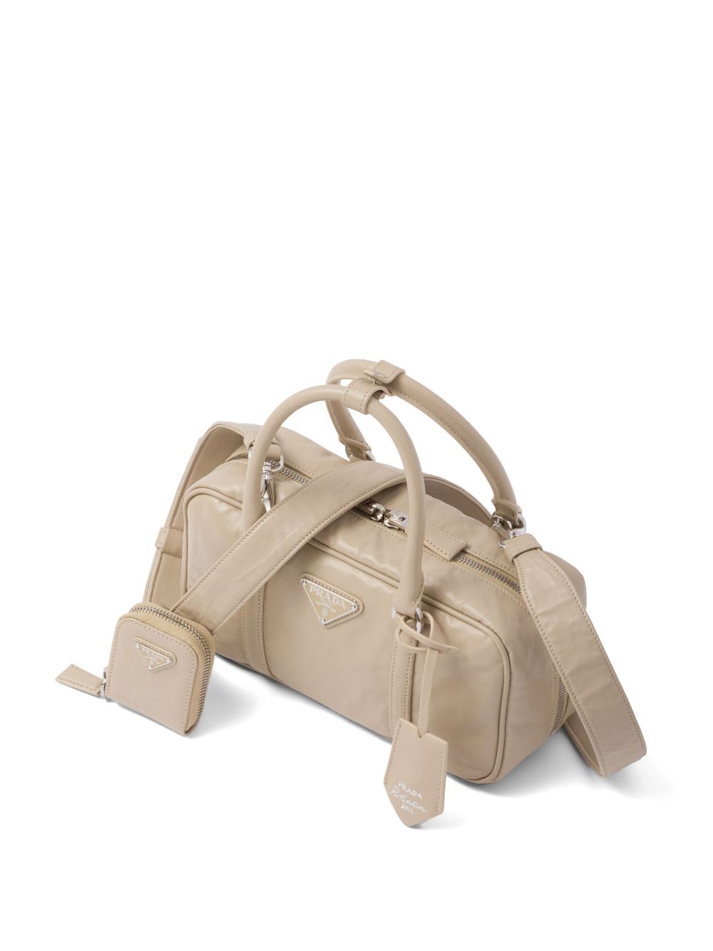 Pra*a small antique nappa leather top handle bag