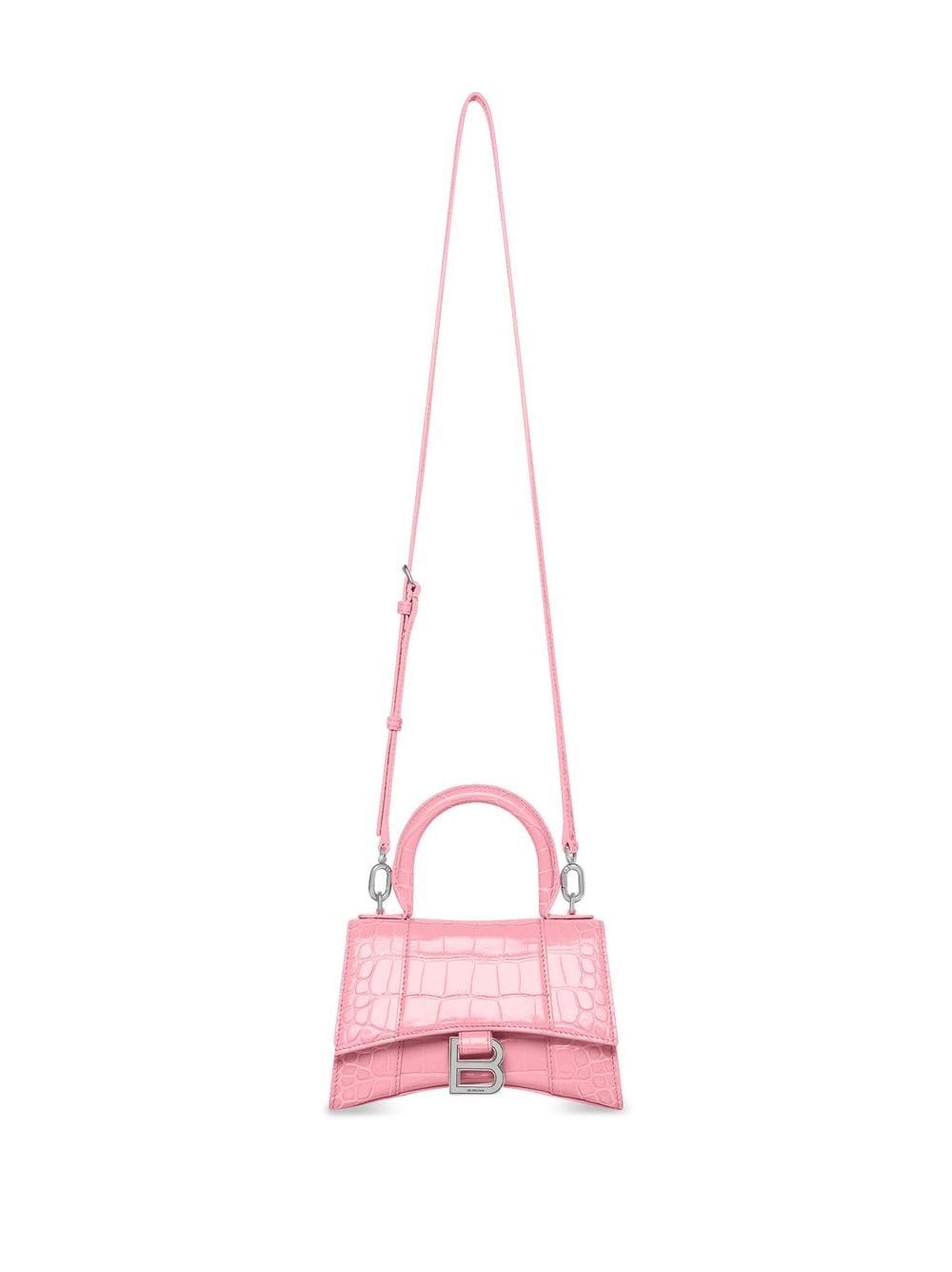 Ba*len*cia*ga hourglass crocodile-embossed handbag
